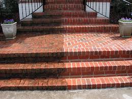 Image of power washed brick stairs